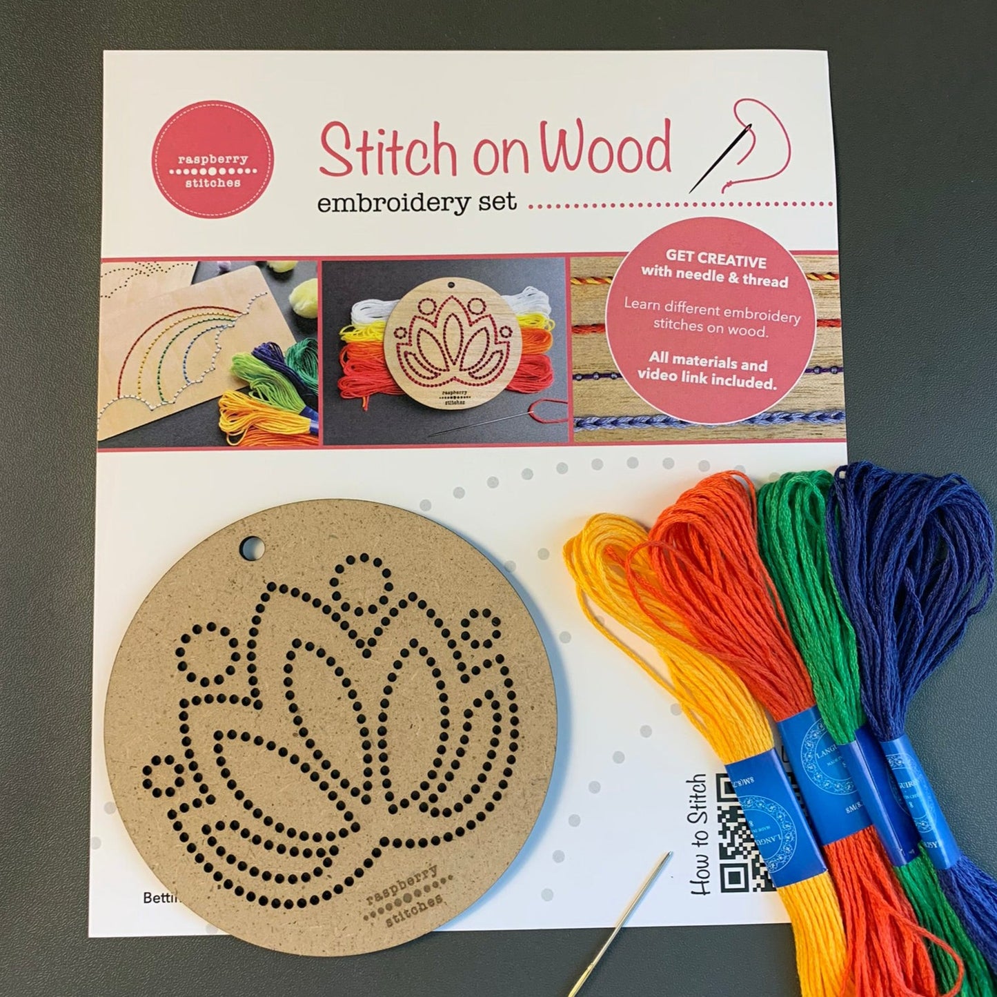 STITCH ON WOOD EMBROIDERY SET - Flower