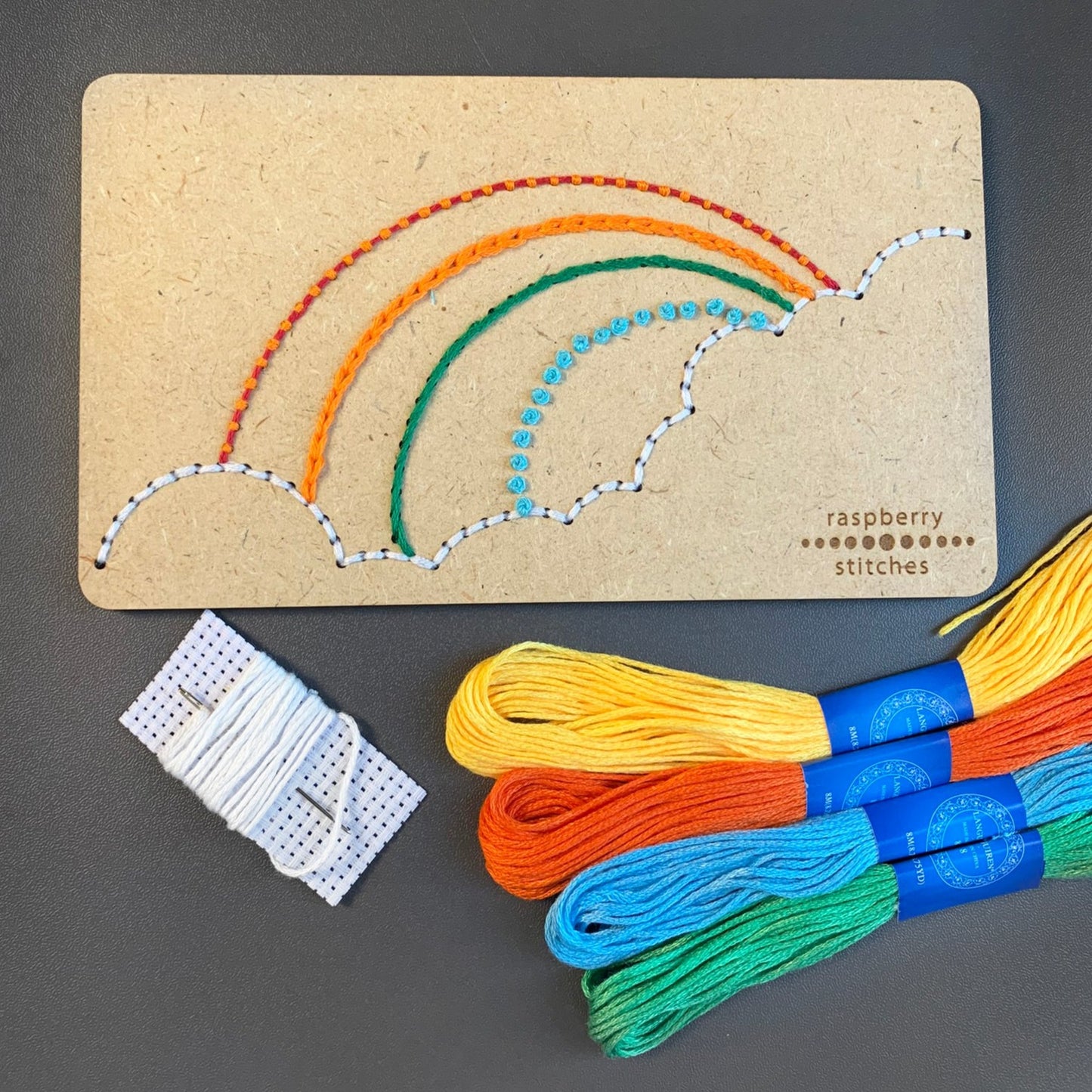 STITCH ON WOOD EMBROIDERY SET - Rainbow