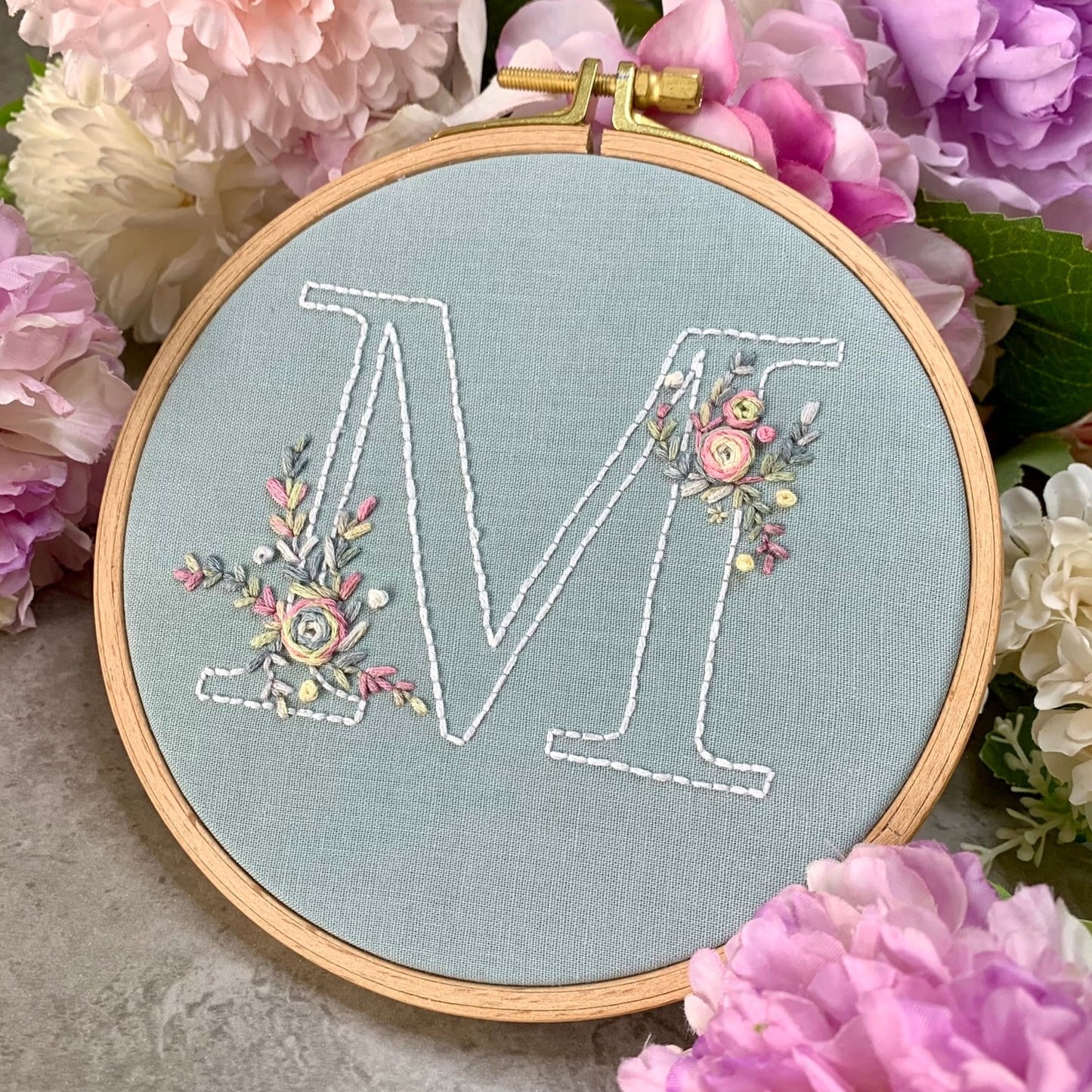 Floral Monogram Embroidery Pattern (ABC & Numbers)