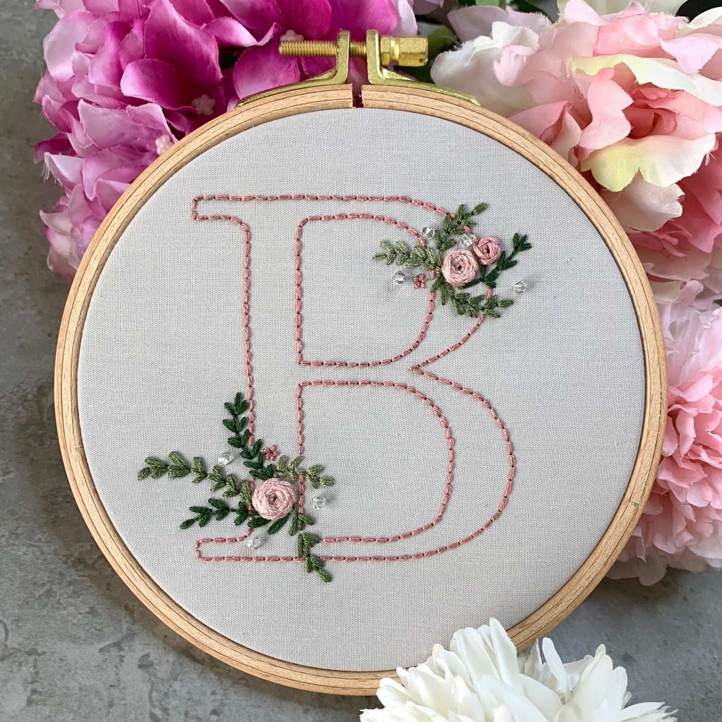 Floral Monogram Embroidery Pattern (ABC & Numbers)