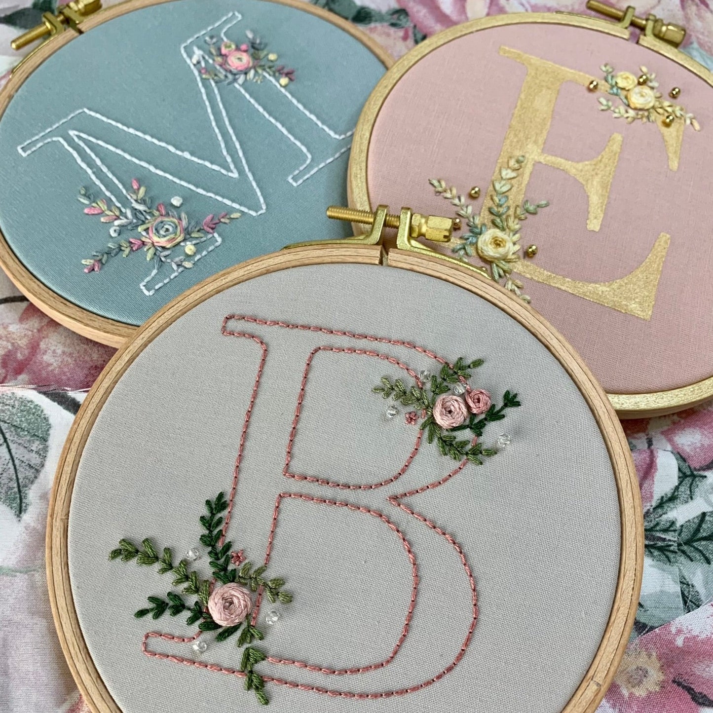 Floral Monogram Embroidery Pattern (ABC & Numbers)