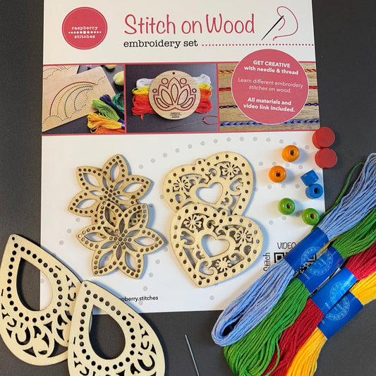 STITCH ON WOOD EMBROIDERY SET - Mixed Shapes